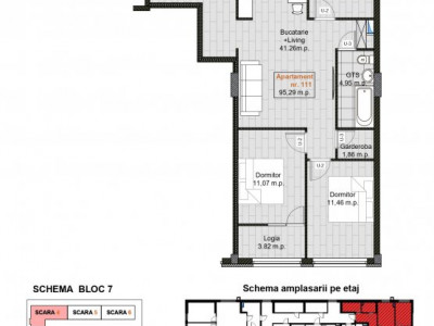 Apartament in rate de la dezvoltator, Hora Village, 3 camere+ living, 95.29 mp