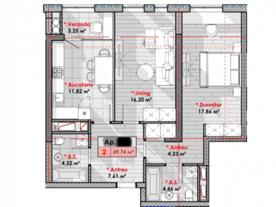 Lagmar Smart Home, 2-комнатная квартира в рассрочку, 69,74 м²!