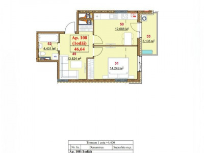 Квартира в рассрочку от застройщика! Durlești Residence, 1 комната, 46,73 кв.м.