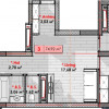 Apartament cu 2 camere + living, 74,92 mp, Tudor Vladimirescu, Râșcani. thumb 2