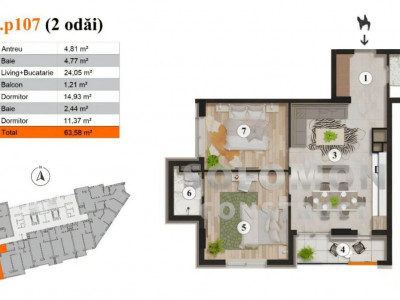 Apartament în rate de la dezvoltator! Favorit Residence II, 2 camere, 63,49 mp.