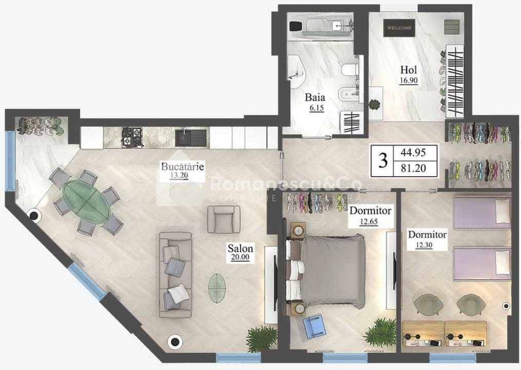 Apartament cu 2 camere+living, Newton House! Disponibil în rate! 1