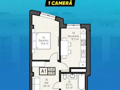 Apartament de 40,8 m2 în complexul rezidențial Alexandru cel Bun!