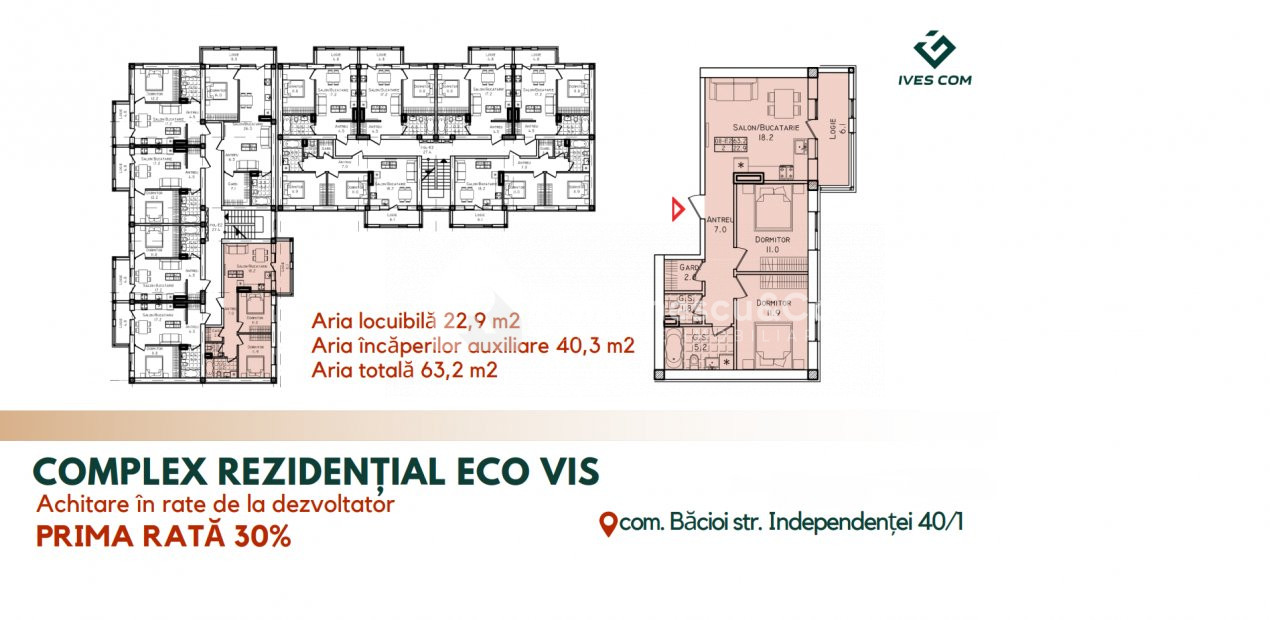 Apartament în rate de la dezvoltator! Club House, 2 camere+living, 63,2 mp. 2