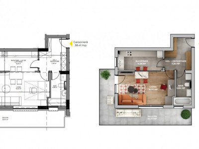 58,82 mp Apartament cu 1 cameră bloc nou Avantgarden 3 Brasov