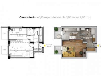 44, 02 mp Apartament cu 1 cameră bloc nou Avantgarden 3 Brasov