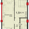 Однокомнатная квартира с ливингом, 52 кв. м., в ЖК Estate Invest! thumb 2