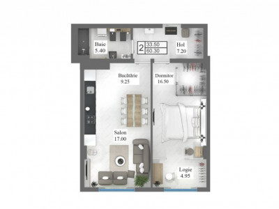 Disponibil în rate! Apartament cu 2 camere, 60 m2, Centru!